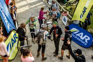 Team Seagate arrives at the finish line at Pinewood Lodge